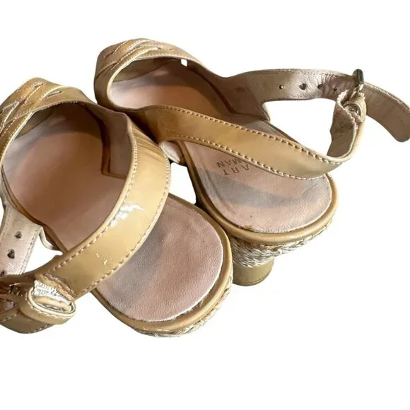 Stuart Weitzman Patent Leather Espadrille Wedge Sandals Heels Size 7 Women's - Picture 7 of 14